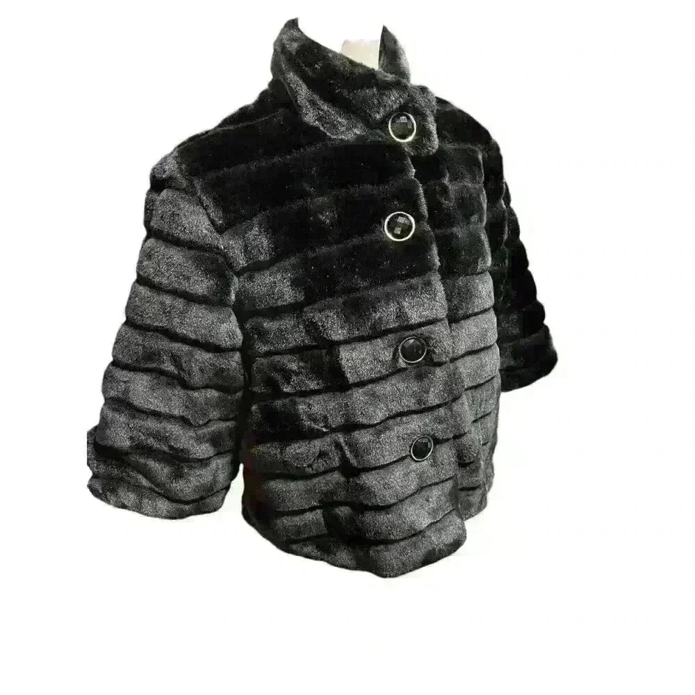 Cherokee Girl's XL 14/16 Faux Fur Coat Button Up with Red Lining